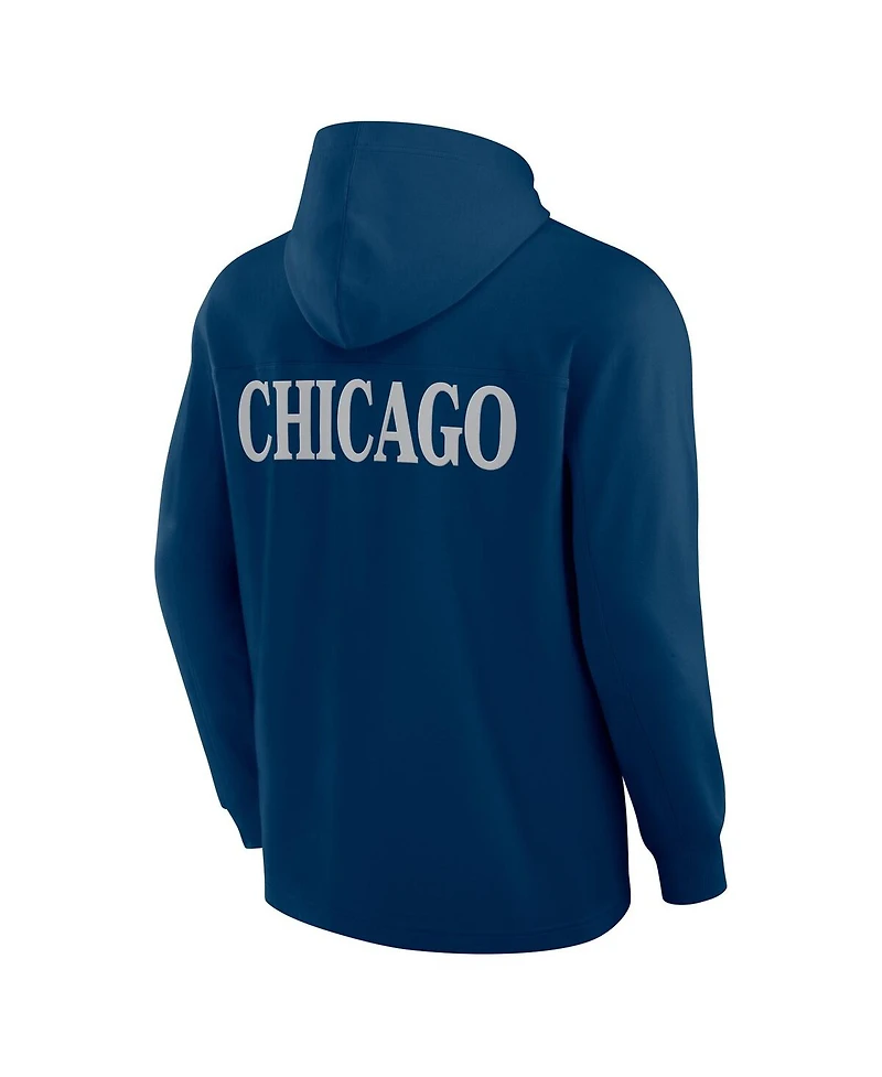 Fanatics Men's Navy Chicago Bears Elements Blaze Tri-Blend Long Sleeve Hoodie T-Shirt