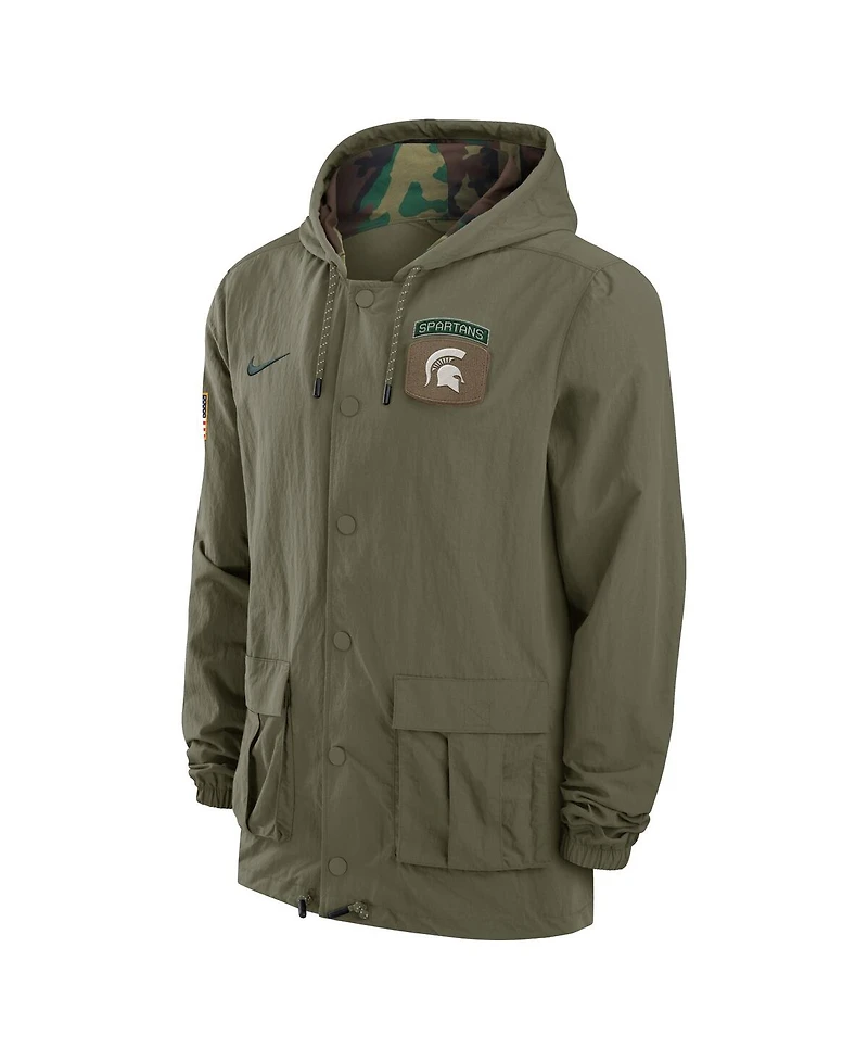 Nike Men's Olive/Camo Michigan State Spartans 2024 Military Appreciation Full-Snap Hoodie Jacket