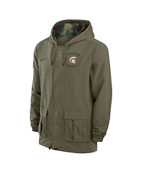 Nike Men's Olive/Camo Michigan State Spartans 2024 Military Appreciation Full-Snap Hoodie Jacket