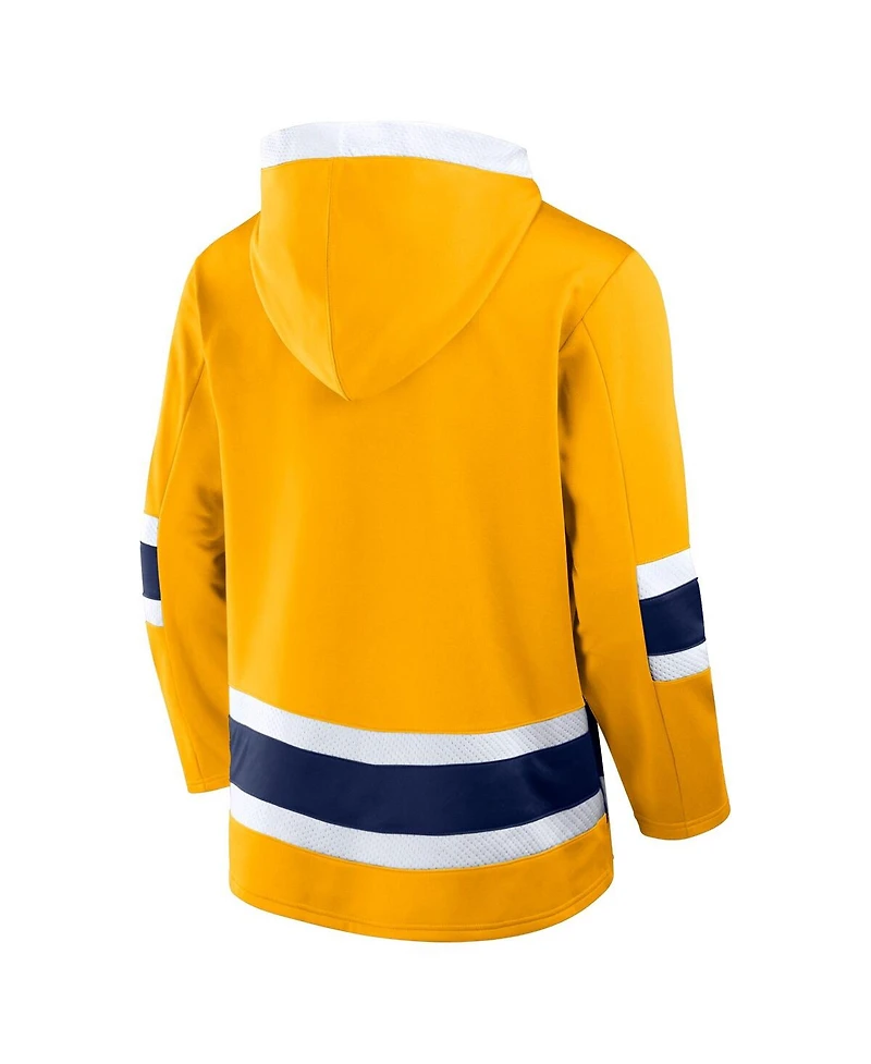 Fanatics Men's Gold Nashville Predators Inside Line Fleece Pullover Hoodie