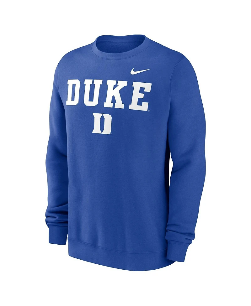 Nike Men's Royal Duke Blue Devils Primetime Primary Stack Pullover Sweatshirt