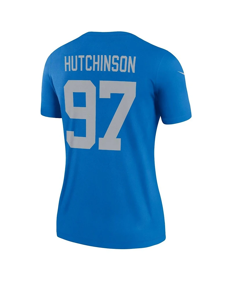 Nike Women's Aidan Hutchinson Blue Detroit Lions Alternate Legend Player Performance Top