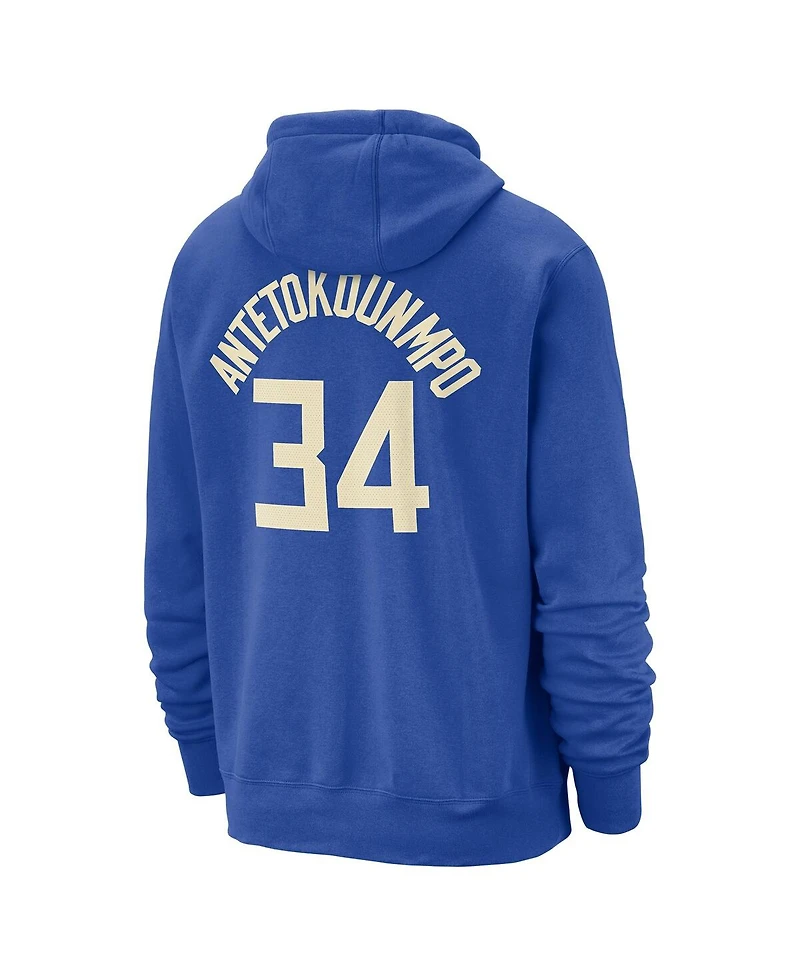 Nike Men's Giannis Antetokounmpo Royal Milwaukee Bucks 2024/25 City Edition Name Number Pullover Hoodie