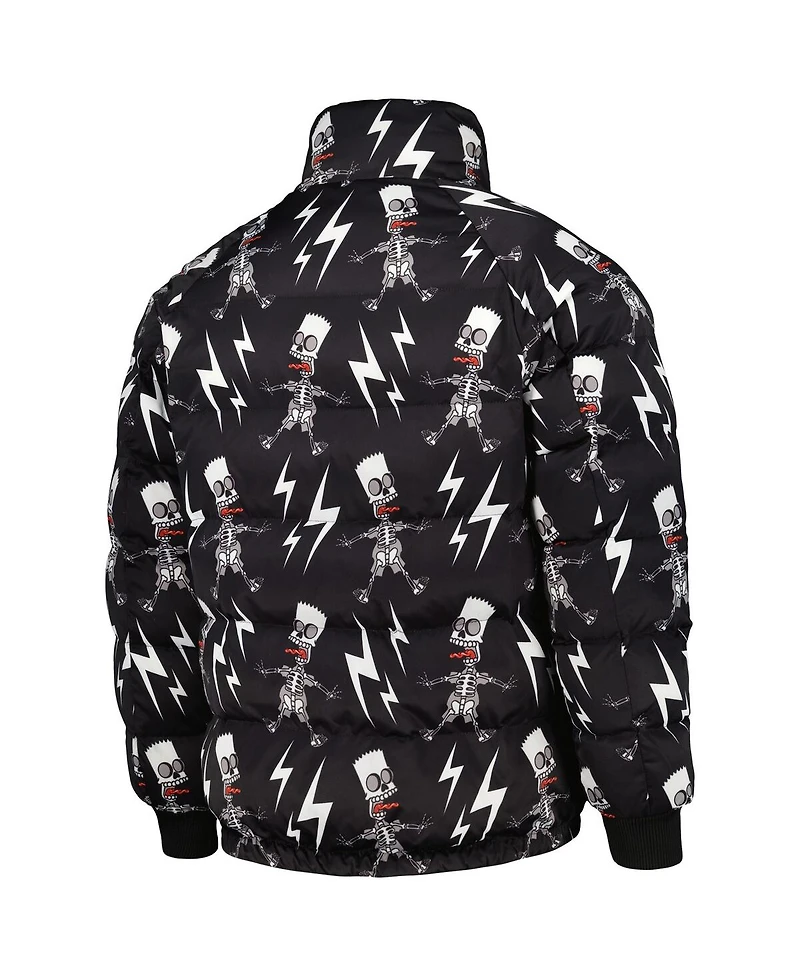 Men's Freeze Max Black The Simpsons Electric Bart Raglan Full-Zip Puffer Jacket