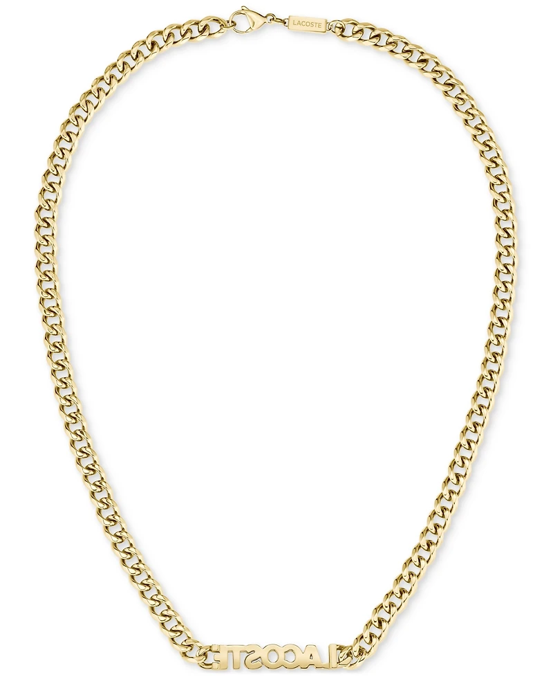 Lacoste Gold-Tone Green Logo Script 22" Pendant Necklace