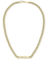 Lacoste Gold-Tone Green Logo Script 22" Pendant Necklace