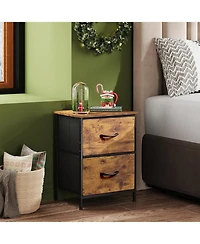 Wlive Nightstand 2 Drawer Dresser for Bedroom Small Dresser with 2 Drawers Bedside Furniture Night Stand End Table with Fabric Bins for Bedroom Closet