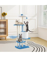 Gymax 54'' Cat Tree Tower w/ Sisal Scratching Posts Bell Cat Perch Cat Condo
