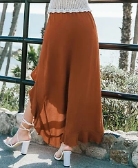 Cupshe Women's Sienna Crinkle Asymmetrical Midi Skirt
