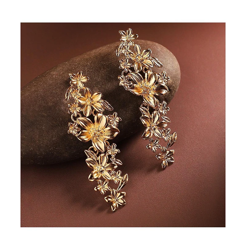 Metallic Flora Drop Earrings