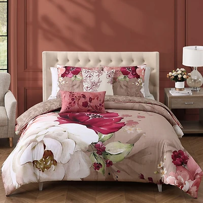 Bebejan Florence Bedding 220 Thread Count 100% Cotton 5 Piece King Size Reversible Comforter Set