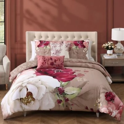 Bebejan Florence Bedding 220 Thread Count 100 Cotton 5 Piece King Size Reversible Comforter Set