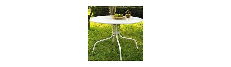 Slickblue Round Patio Dining Table in Outdoor Uv Resistant Metal