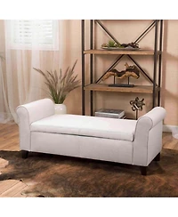 50” Armed Storage Bench,Upholstered Ottoman for Bedroom,Living Room, or Entryway-The Pop Home