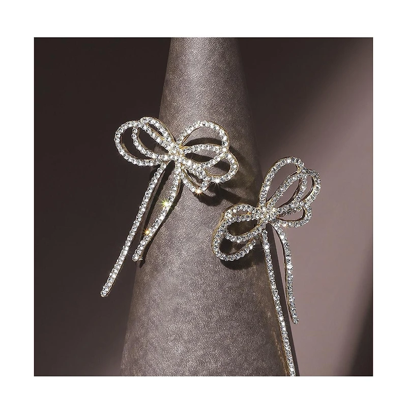 Crystal Bow Drop Earrings