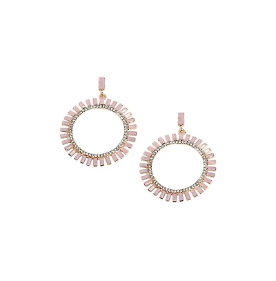 Circular Crystal Drop Earrings