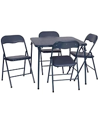 Skonyon Black 34 inch Portable Square Folding Table with Pu Soft Cushion for Living Room, Office, Camping