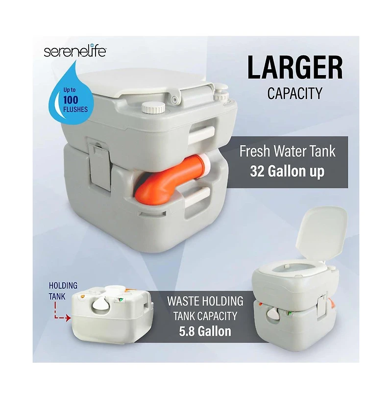 SereneLife Outdoor Portable Toilet With Carry Bag & Waste Level Indicator