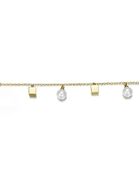GiGiGirl 14K Gold Plated Cubed Charms & Pearls Link Bracelet