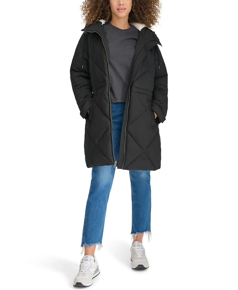 Levi's Women's Diamond Quilted Cinch Waist Parka Jacket
