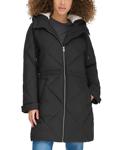 Levi's Women's Diamond Quilted Cinch Waist Parka Jacket