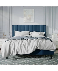 Contemporary Upholstered Bed Frame with Headboard – Sturdy Platform Bed for Bedroom, Easy Assembly