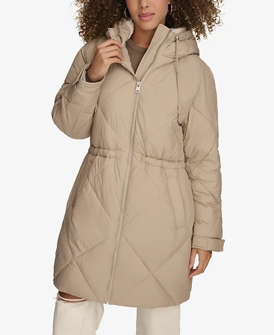 Levi's Women's Diamond Quilted Cinch Waist Parka Jacket