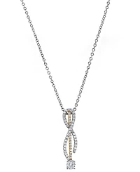 Diamond Ribbon Inspired 18" Pendant Necklace (1/2 ct. t.w.) in 14k Two-Tone Gold