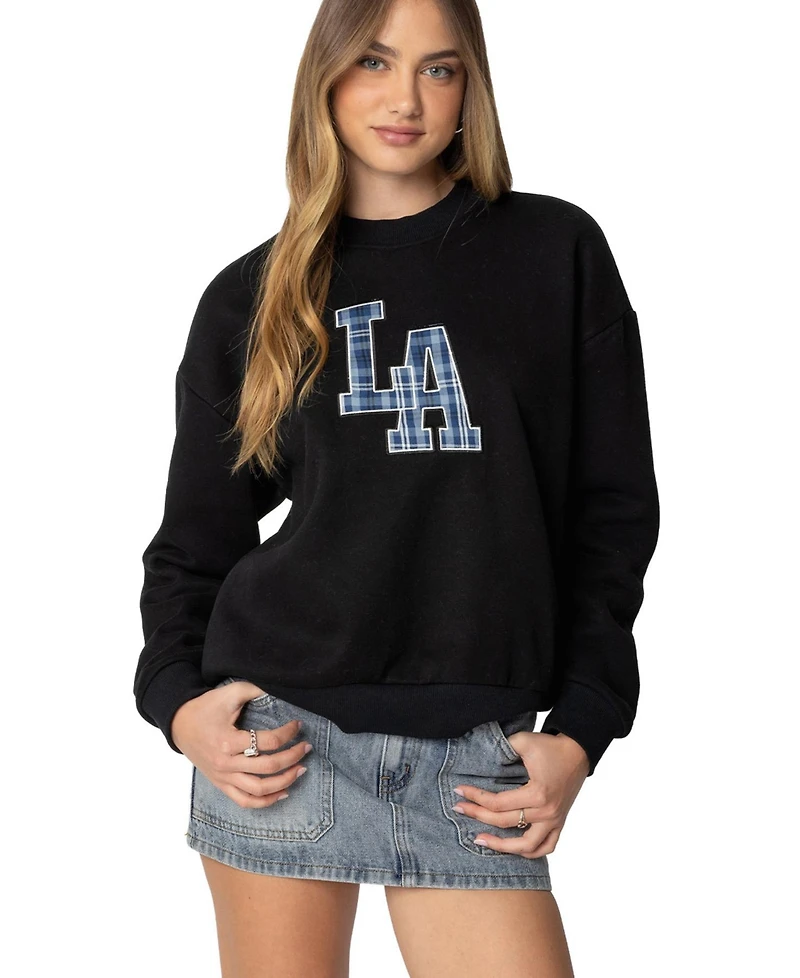 Edikted Womens La Plaid Sweatshirt