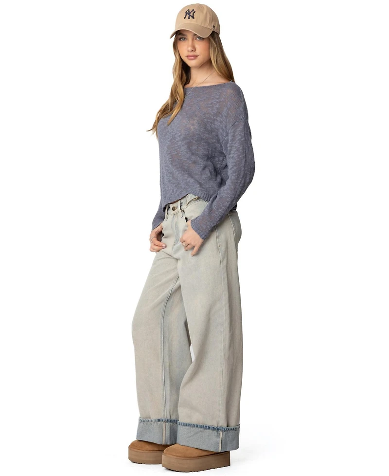 Edikted Women's Bri Oversized Boat Neck Sweater