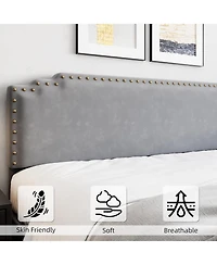 gaomon Queen Size Bed Frame with Headboard, Velvet Upholstered Platform Bed with Rivet Decor, Heavy Duty, No Box Spring Needed, Easy Assembly