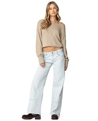Edikted Womens Aviv Wide Neck Oversized Sweater
