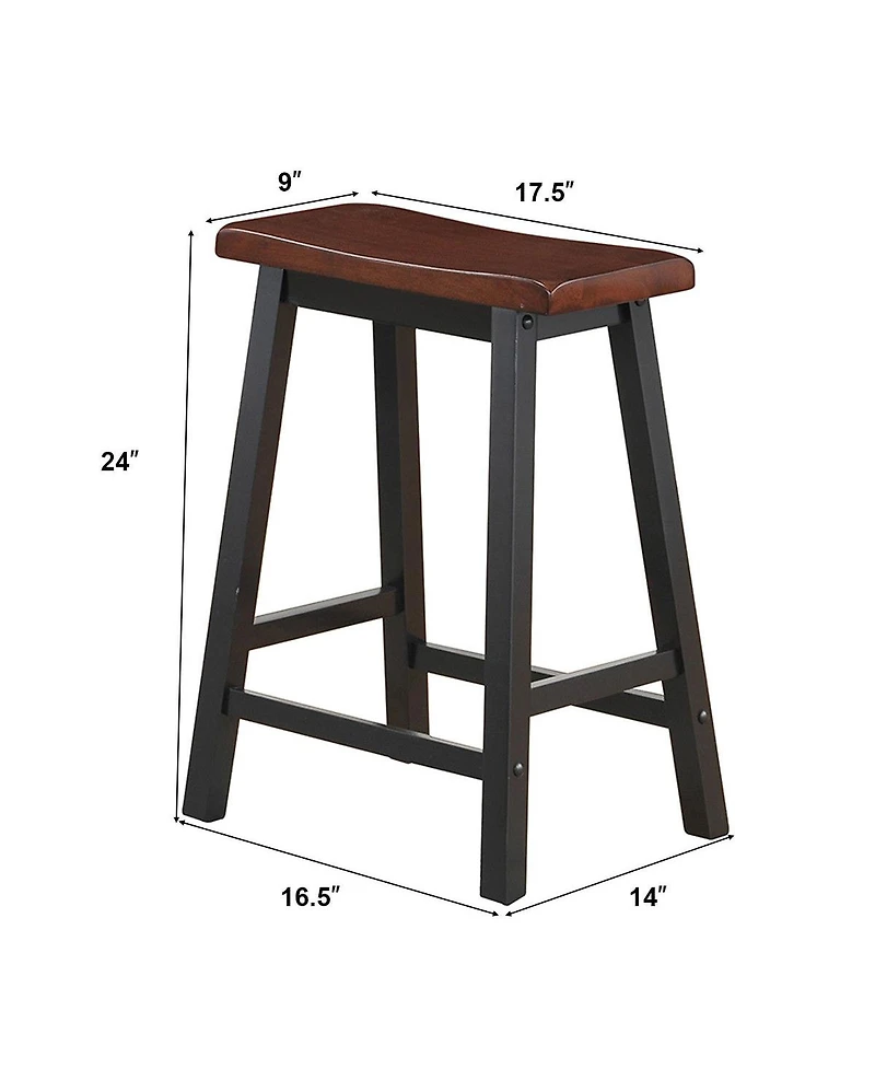 Gymax Set of 2 Bar Stools 24''H Saddle Seat Pub Chair Home Kitchen Dining Room Brown