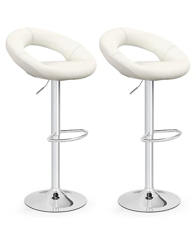 Gymax Set of 4 Adjustable Bar Stools Swivel Pub Chairs Barstools Pu Leather