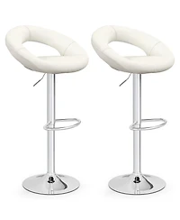 Gymax Set of 4 Adjustable Bar Stools Swivel Pub Chairs Barstools Pu Leather