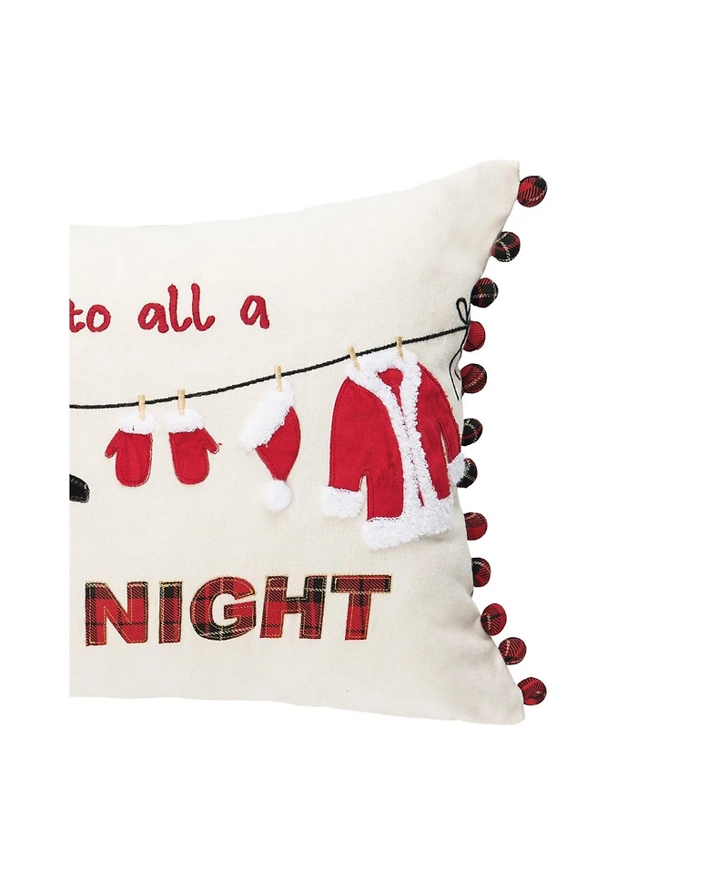 Christmas Clothesline 14" x 22" Embroidered Throw Pillow