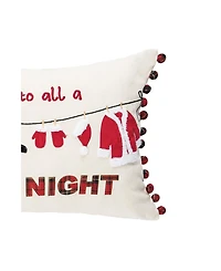 Christmas Clothesline 14" x 22" Embroidered Throw Pillow