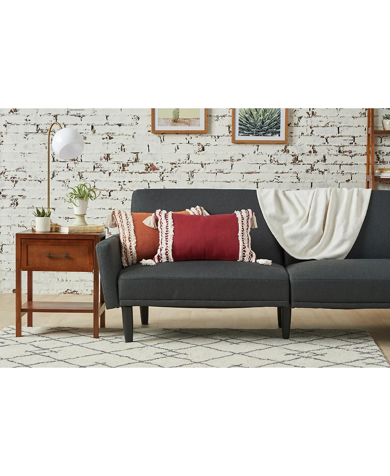 Neil Garnet Woven Lumbar Accent Pillow, 14" x 22"