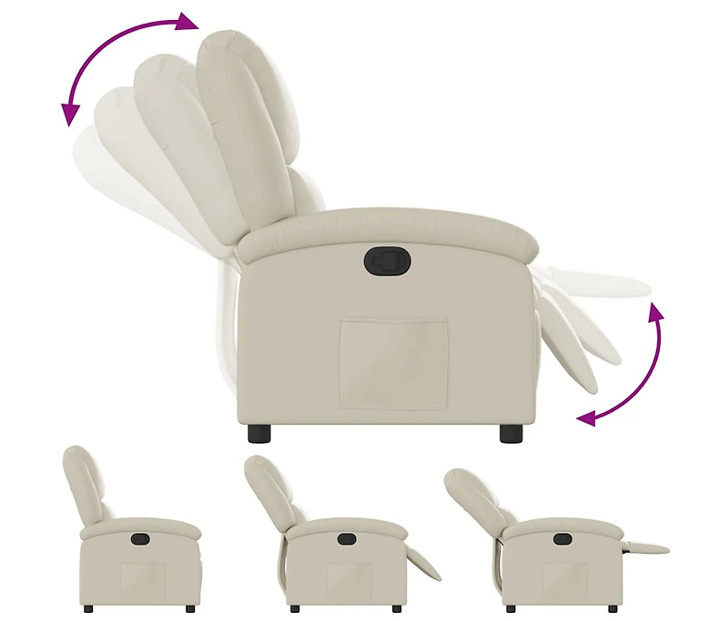 Recliner Chair Cream Faux Leather