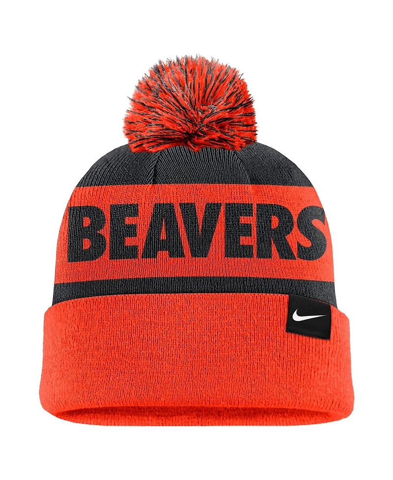 Nike Men's Navy/Orange Oregon State Beavers Peak Stripe Cuffed Knit Hat with Pom
