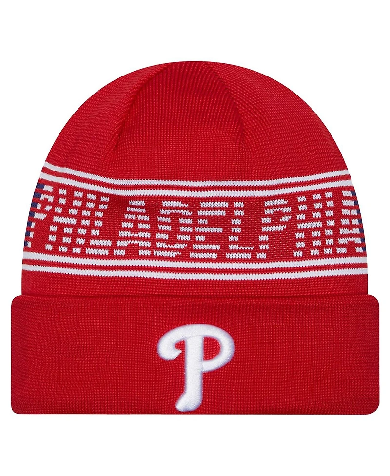 New Era Men's Red Philadelphia Phillies Authentic Collection Cuffed Knit Hat