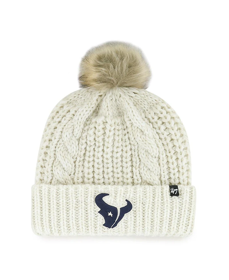 '47 Brand Women's Cream Houston Texans Meeko Cuffed Knit Hat with Pom