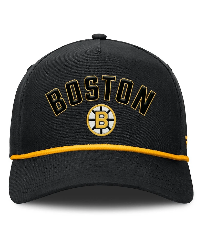Fanatics Men's Black Boston Bruins Decades Collection A-Frame Rope Adjustable Hat
