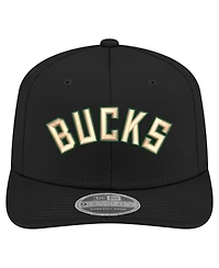 New Era Men's Black Milwaukee Bucks Statement Edition Jersey Hook 9SEVENTY Stretch-Snap Hat