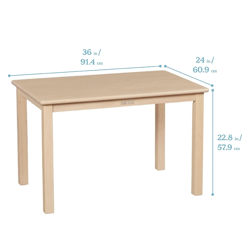 ECR4Kids 24in x 36in Rectangular Hardwood Table and Chair Set, 12in Seat Height