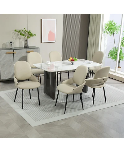 Dyhome Faux Leather Upholstered Dining Chairs, Set of 6