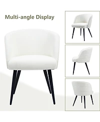 Dyhome Upholstered Fabric Dining Chairs with Black Metal Legs, Modern Curved Backrest Kitchen Chairs, Set of 6