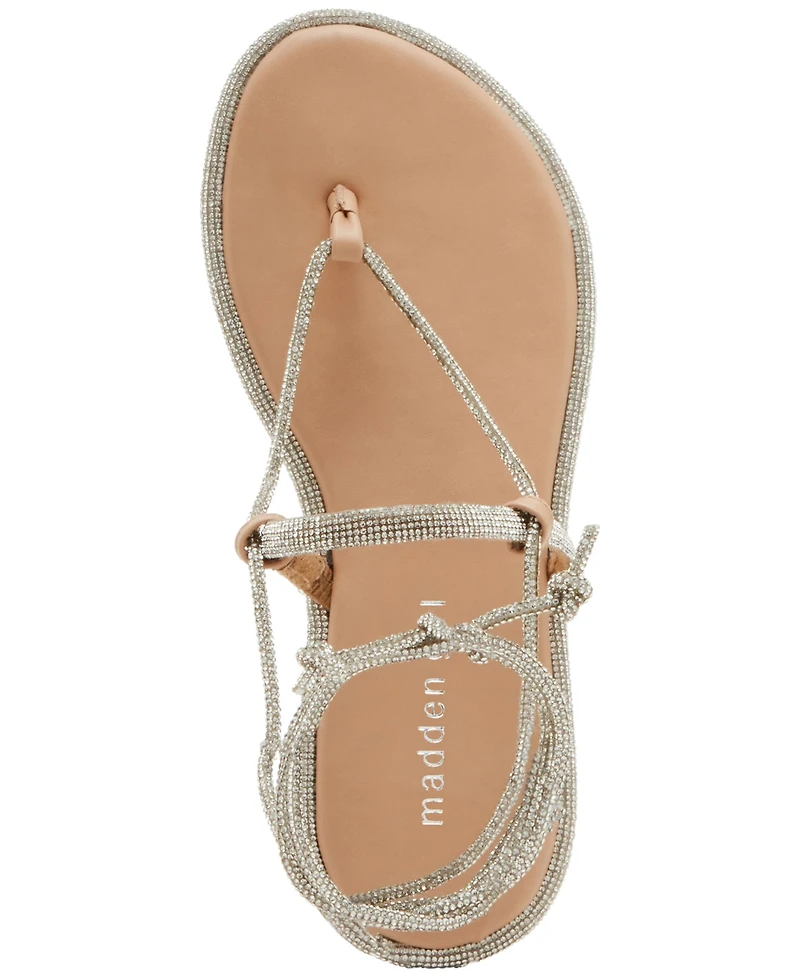Madden Girl Glam Rhinestone Lace-Up Flat Sandals
