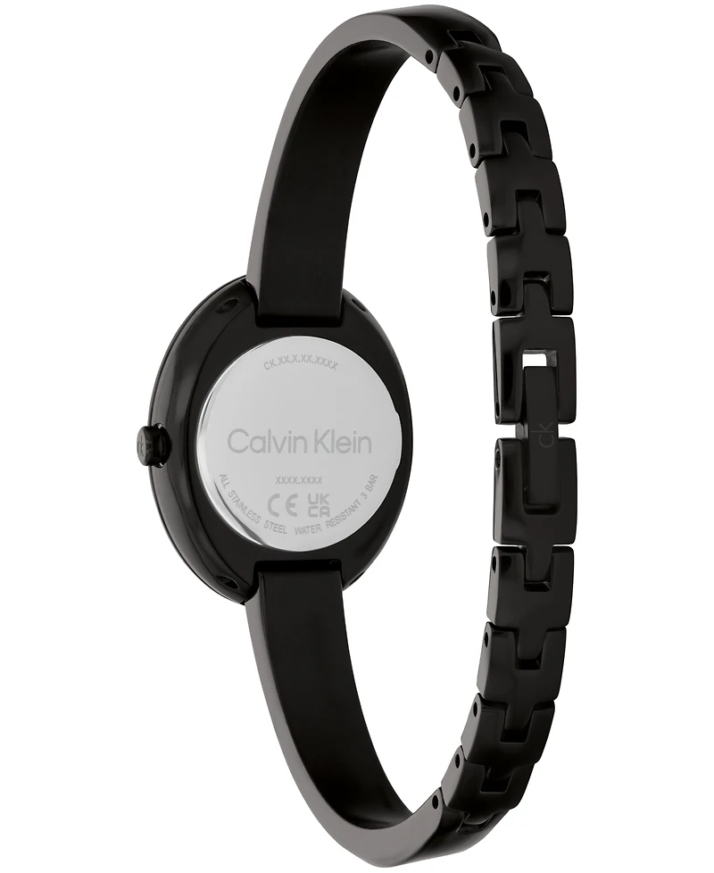 Calvin Klein Women's Twisted Bezel Black Ionic Plated Stainless Steel Bangle Bracelet Watch, 24mm