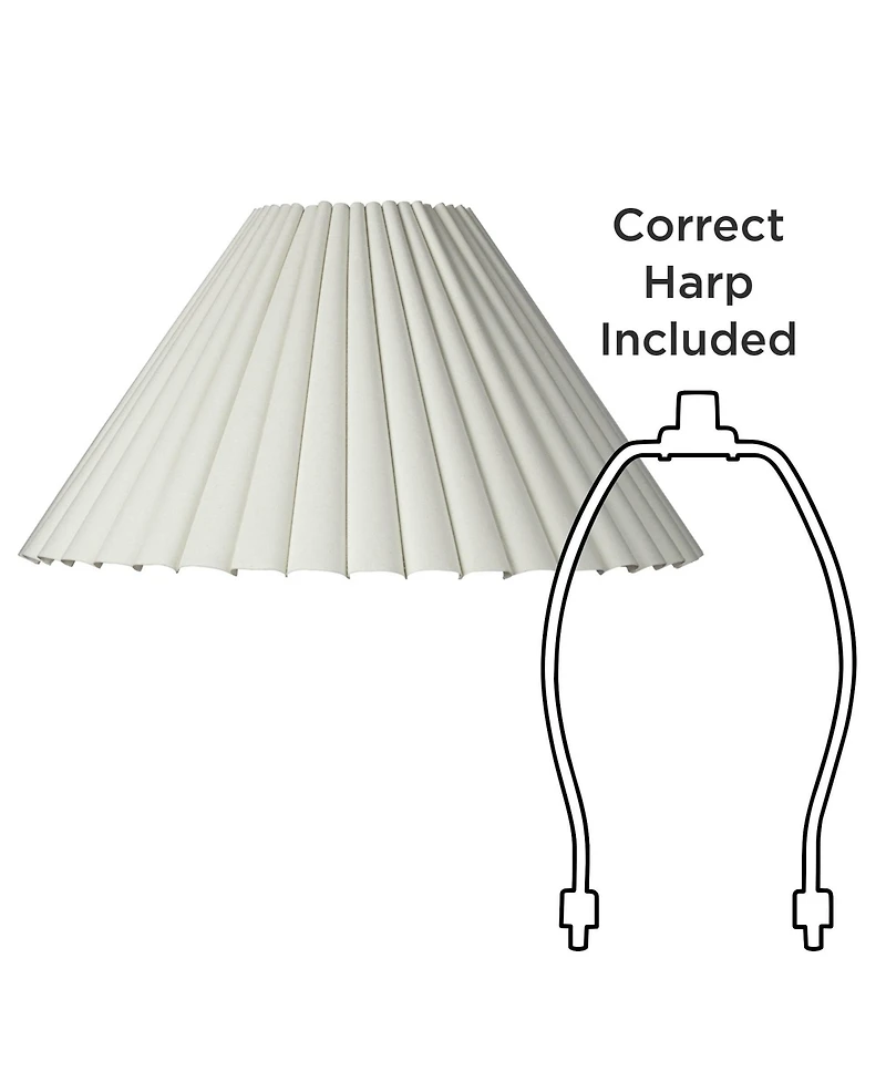 Springcrest Set of 2 Box Pleat Empire Lamp Shades Antique White Large 7" Top x 20.5" Bottom x 10.75" High Spider Harp and Finial